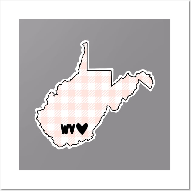 USA States: West Virginia (pink plaid) Wall Art by LetsOverThinkIt